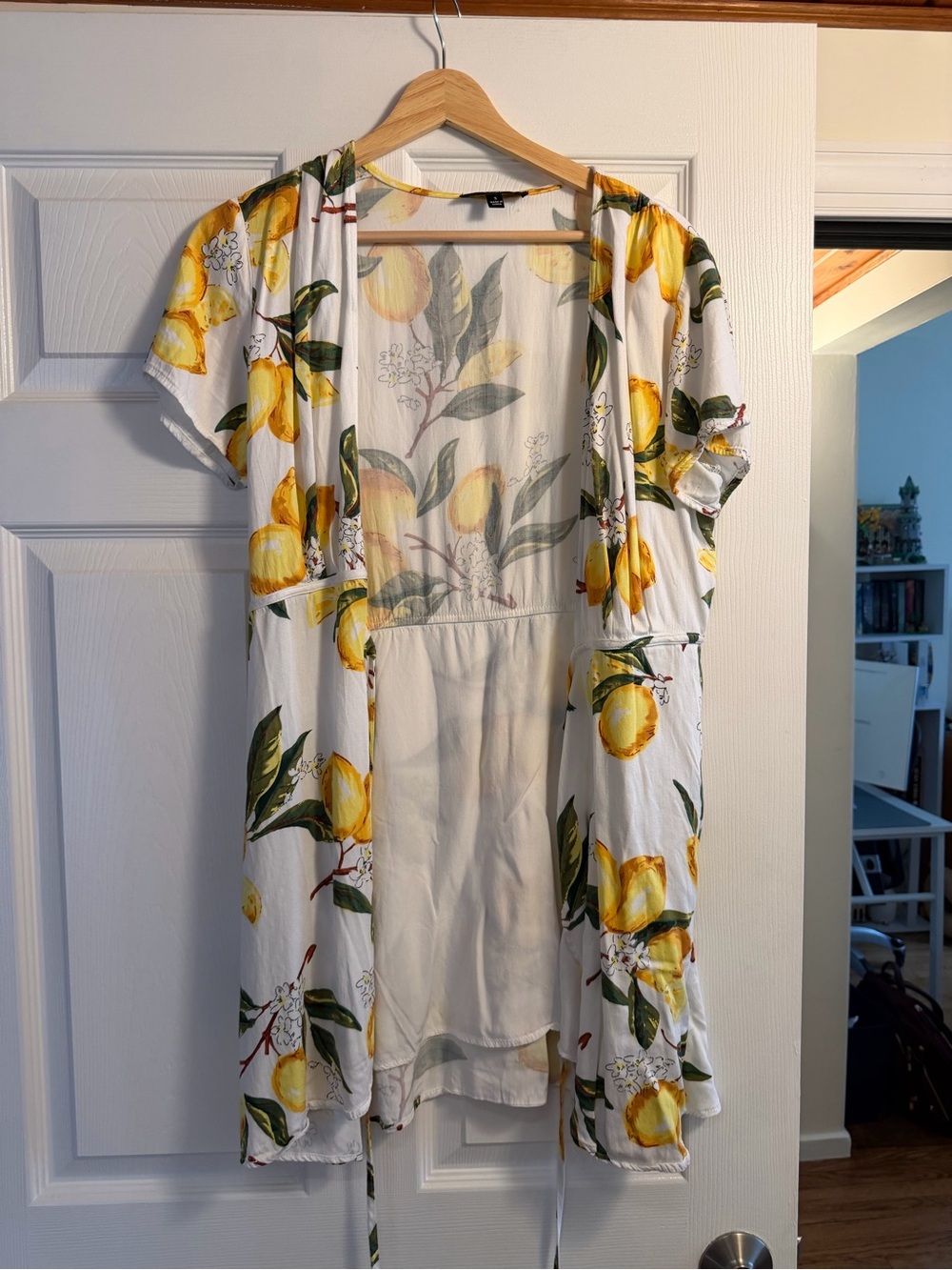 Lulu's White Lemon-Print Open Front Mini Dress